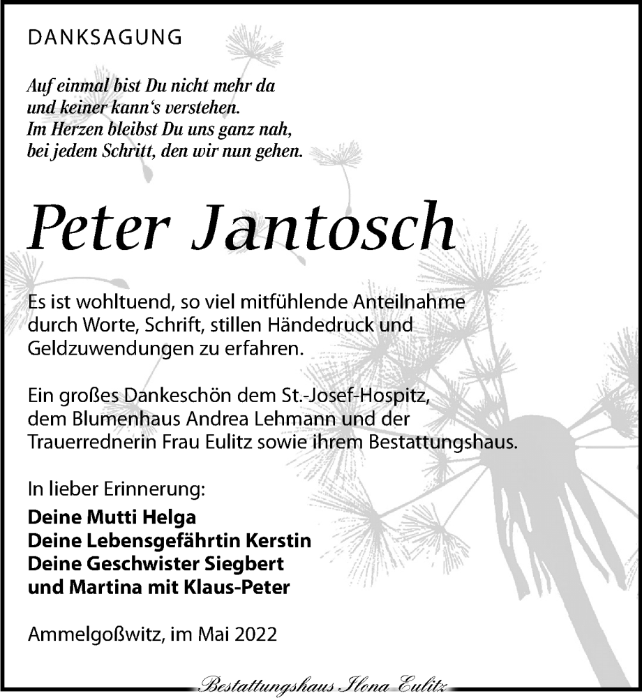  Traueranzeige für Peter Jantosch vom 04.06.2022 aus Torgauer Zeitung
