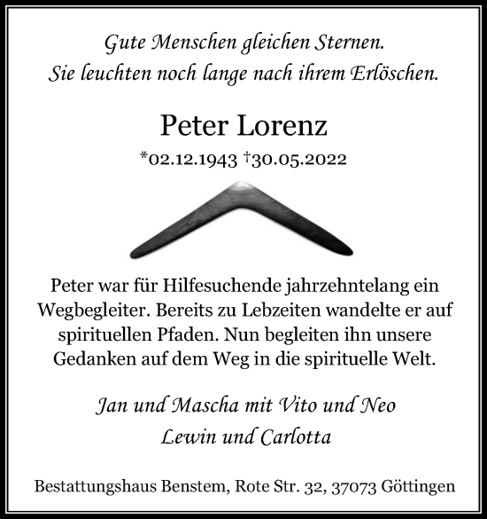 Traueranzeige von Peter Lorenz von Hannoversche Allgemeine Zeitung/Neue Presse