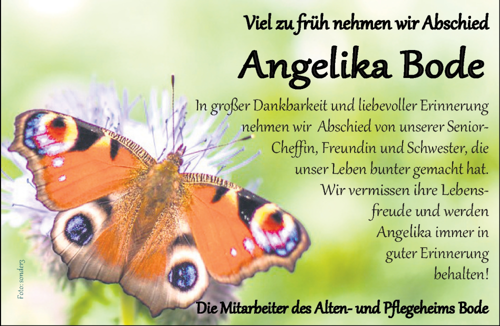  Traueranzeige für Angelika Bode vom 23.07.2022 aus Göttinger Tageblatt
