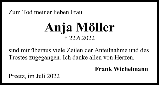 Traueranzeige von Anja Möller von Kieler Nachrichten