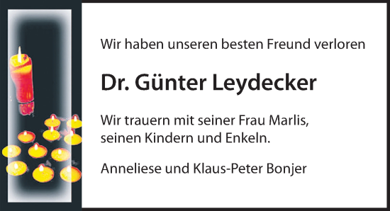 Traueranzeige von Günter Leydecker von Hannoversche Allgemeine Zeitung/Neue Presse