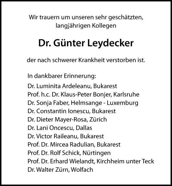 Traueranzeige von Günter Leydecker von Hannoversche Allgemeine Zeitung/Neue Presse
