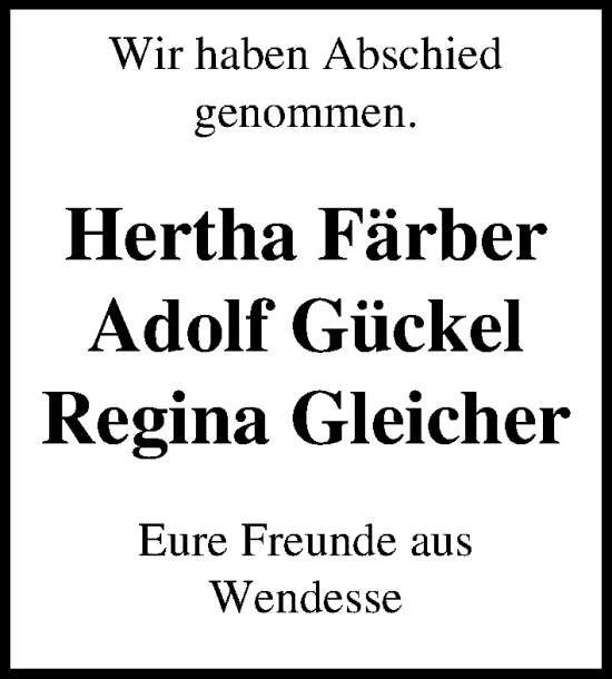 Traueranzeige von Hertha Färber von Peiner Allgemeine Zeitung
