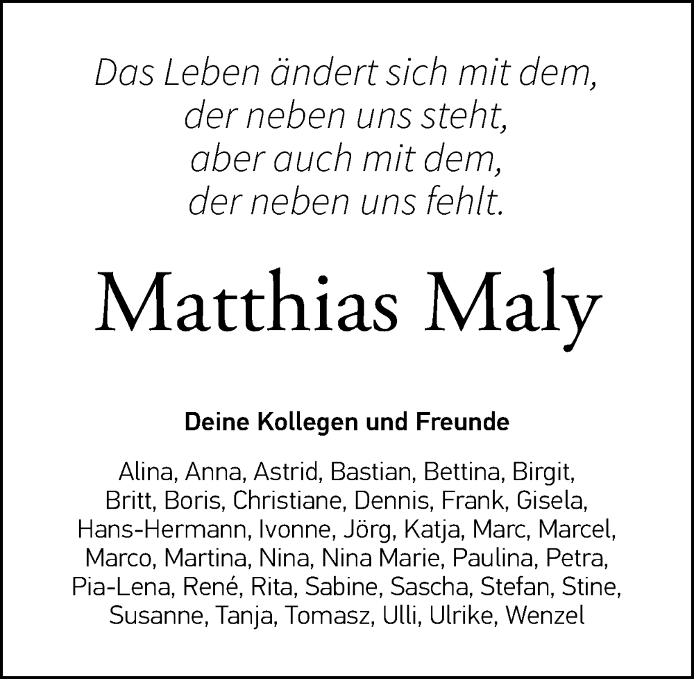  Traueranzeige für Matthias Maly vom 24.07.2022 aus Lübecker Nachrichten
