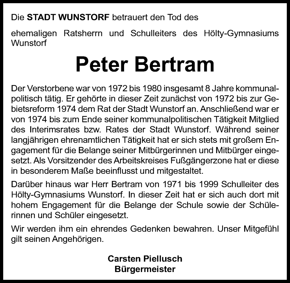  Traueranzeige für Peter Bertram vom 30.07.2022 aus Hannoversche Allgemeine Zeitung/Neue Presse
