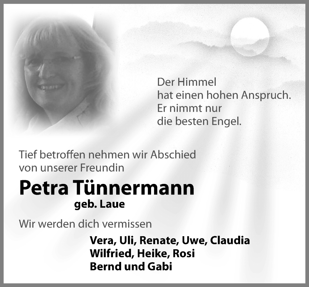  Traueranzeige für Petra Tünnermann vom 02.07.2022 aus Schaumburger Nachrichten