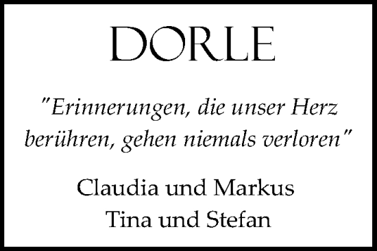 Traueranzeige von Dorle  von Lübecker Nachrichten