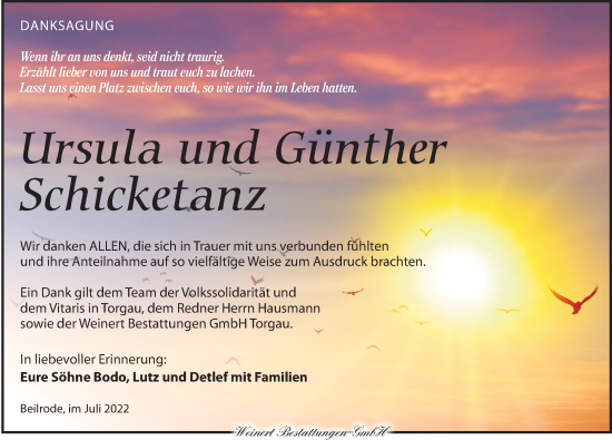 Traueranzeige von Günther Schicketanz von Torgauer Zeitung