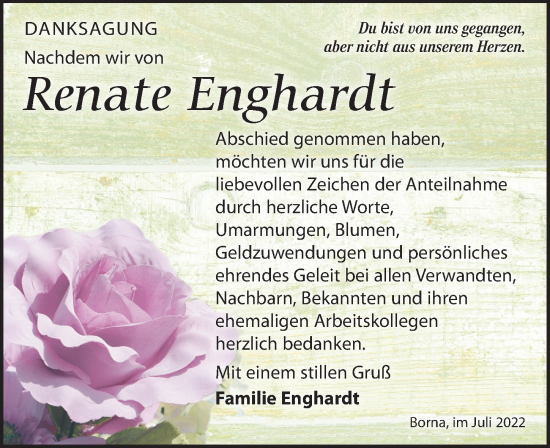 Traueranzeige von Renate Enghardt von Leipziger Volkszeitung