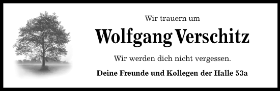Traueranzeige von Wolfgang Verschitz von Aller Zeitung