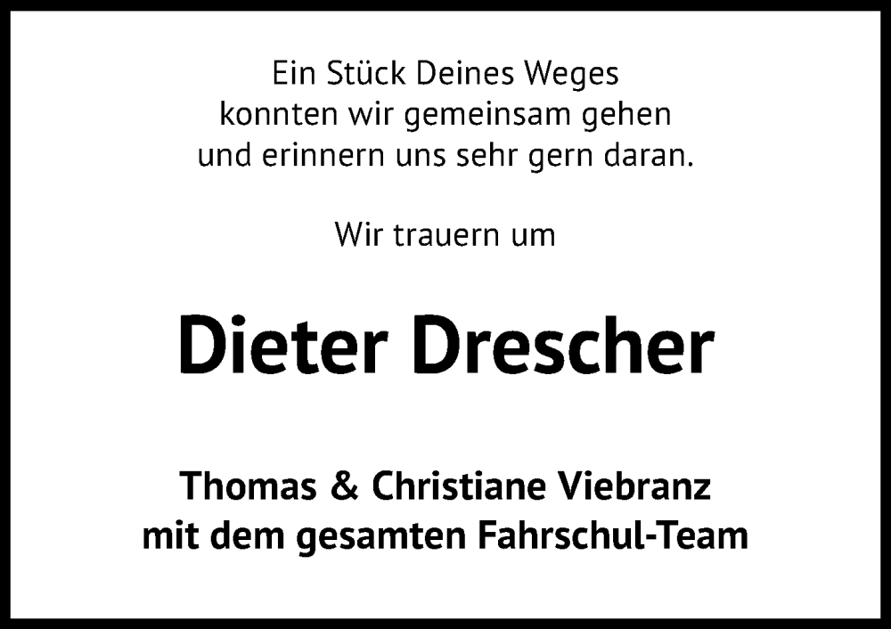  Traueranzeige für Dieter Drescher vom 24.09.2022 aus Peiner Allgemeine Zeitung
