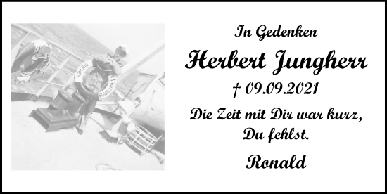 Traueranzeige von Herbert Jungherr von Lübecker Nachrichten
