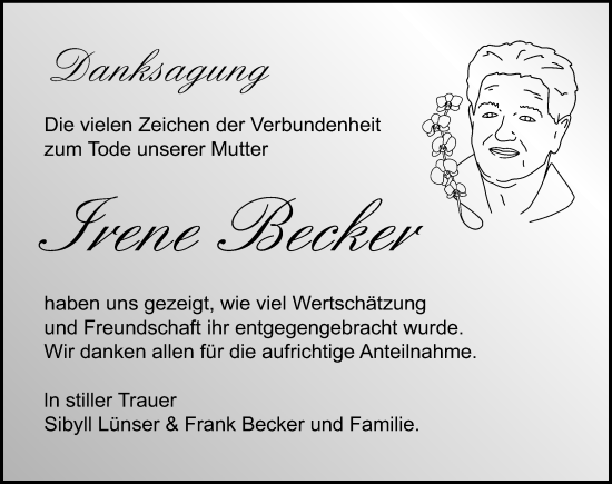 Traueranzeige von Irene Becker von Märkischen Allgemeine Zeitung