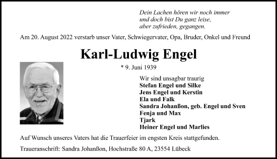 Traueranzeige von Karl-Ludwig Engel von Lübecker Nachrichten
