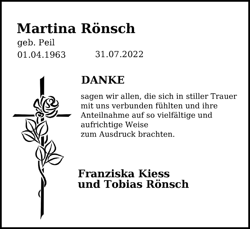  Traueranzeige für Martina Rönsch vom 24.09.2022 aus Ostsee-Zeitung GmbH
