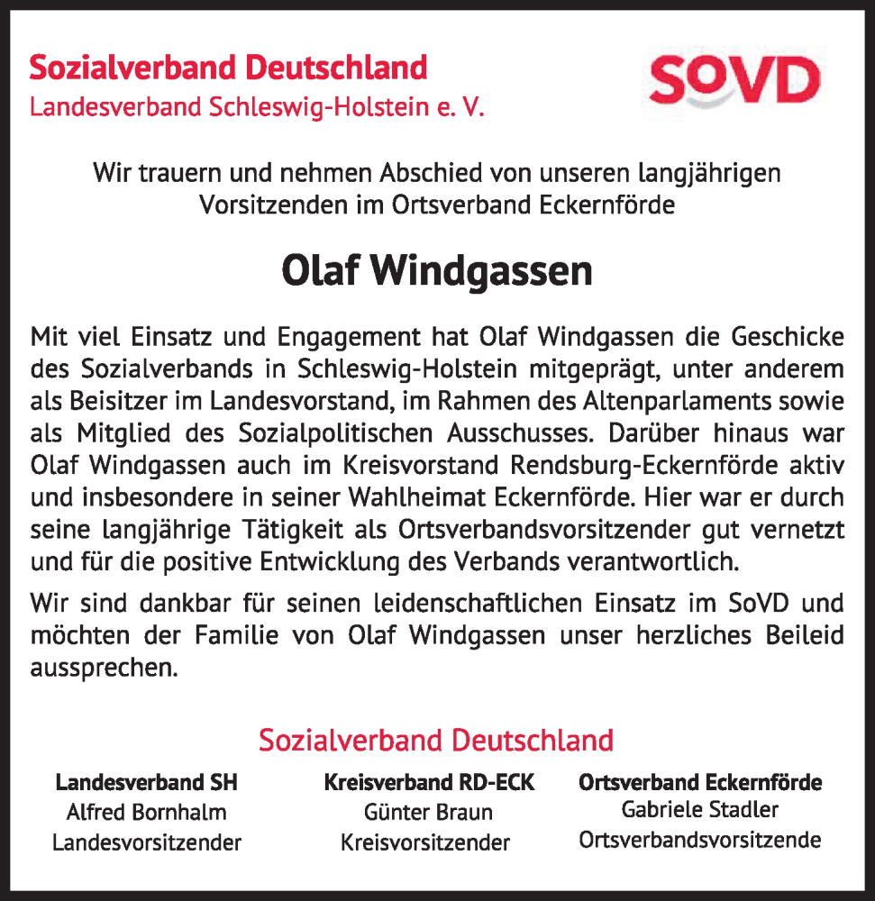  Traueranzeige für Olaf Windgassen vom 22.09.2022 aus Kieler Nachrichten