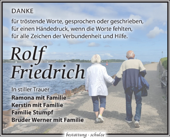 Traueranzeige von Rolf Friedrich von Leipziger Volkszeitung