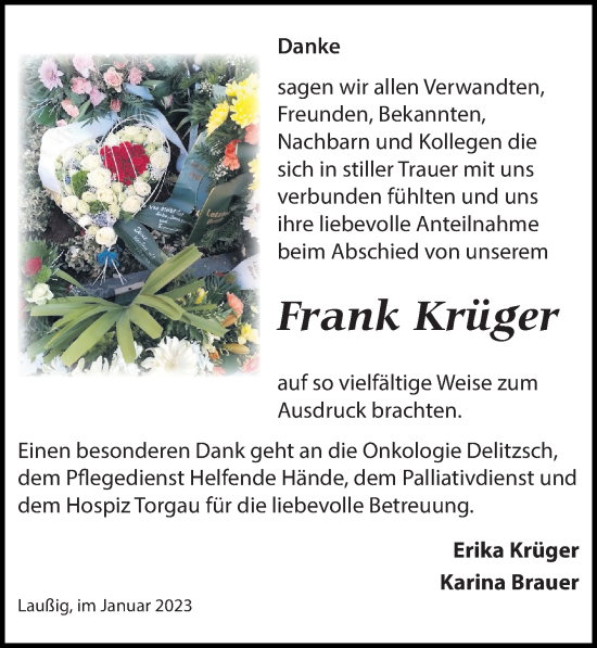 Traueranzeige von Frank Krüger von Leipziger Volkszeitung