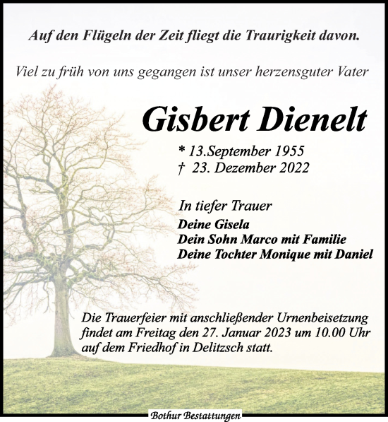 Traueranzeige von Gisbert Dienelt von Leipziger Volkszeitung