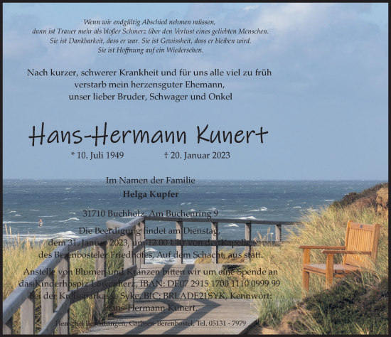 Traueranzeige von Hans-Hermann Kunert von Schaumburger Nachrichten