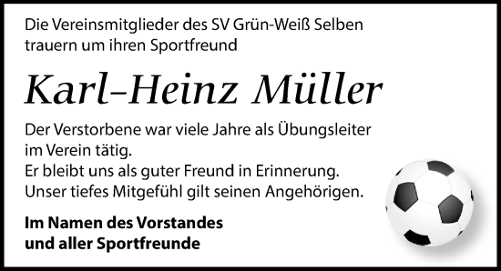 Traueranzeige von Karl-Heinz Müller von Leipziger Volkszeitung