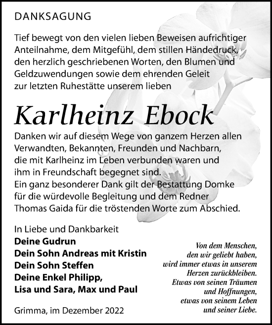 Traueranzeige von Karlheinz Ebock von Leipziger Volkszeitung