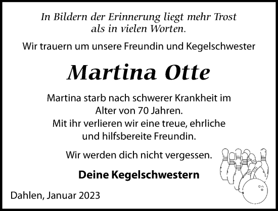 Traueranzeige von Martina Otte von Leipziger Volkszeitung