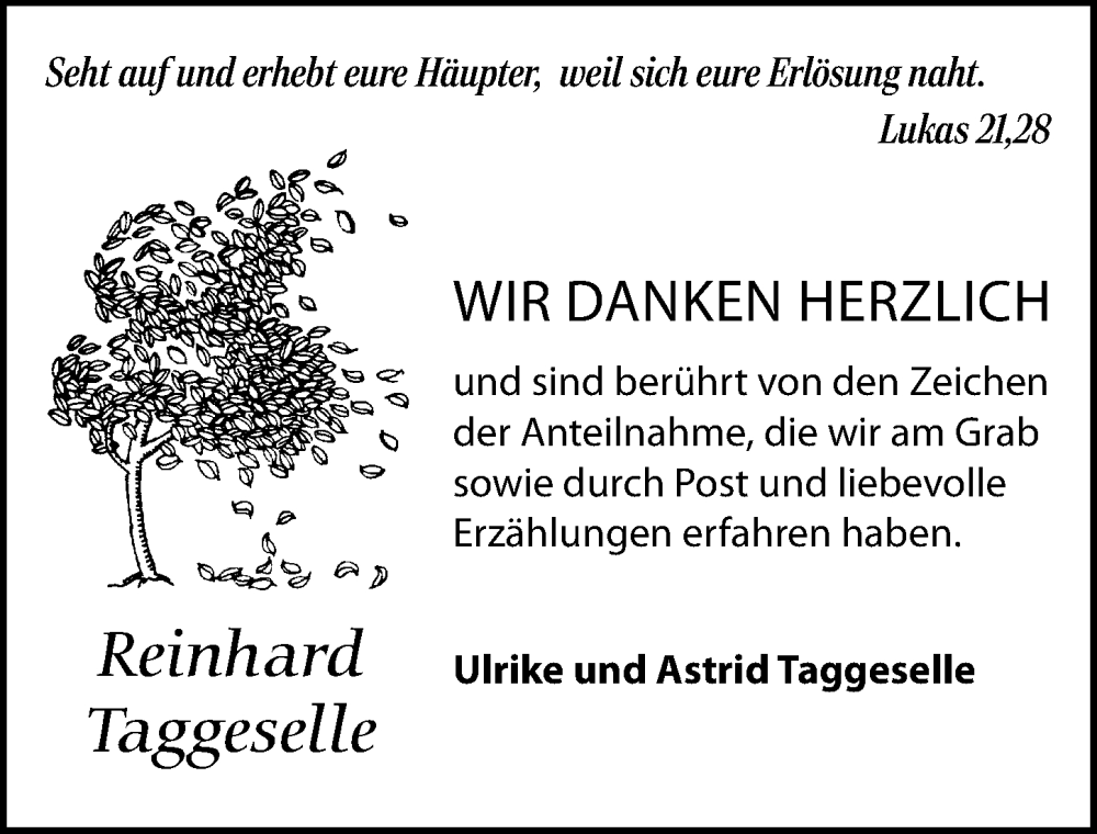  Traueranzeige für Reinhard Taggeselle vom 07.01.2023 aus Leipziger Volkszeitung