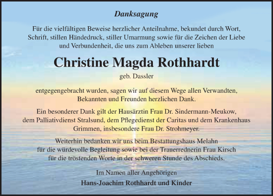 Traueranzeige von Christine Magda Rothhardt