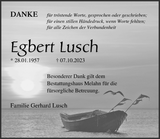 Traueranzeige von Egbert Lusch