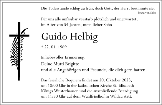 Traueranzeige von Guido Helbig von Märkischen Allgemeine Zeitung