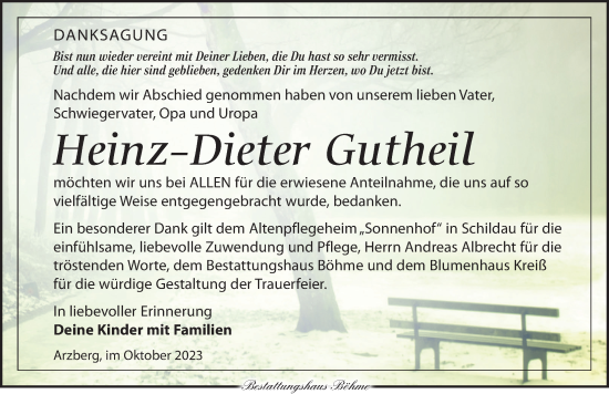 Traueranzeige von Heinz-Dieter Gutheil von Torgauer Zeitung
