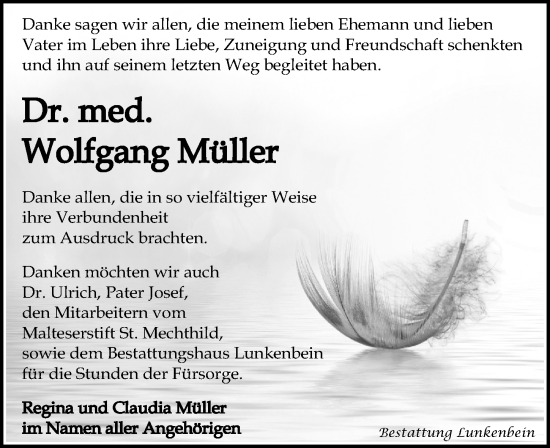 Traueranzeige von Wolfgang Müller von Leipziger Volkszeitung