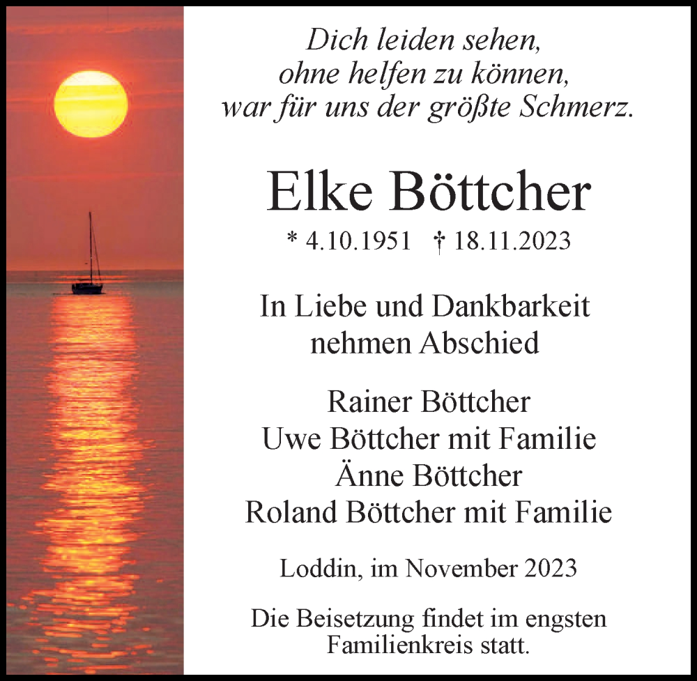 Traueranzeigen Von Elke Böttcher | Trauer-anzeigen.de