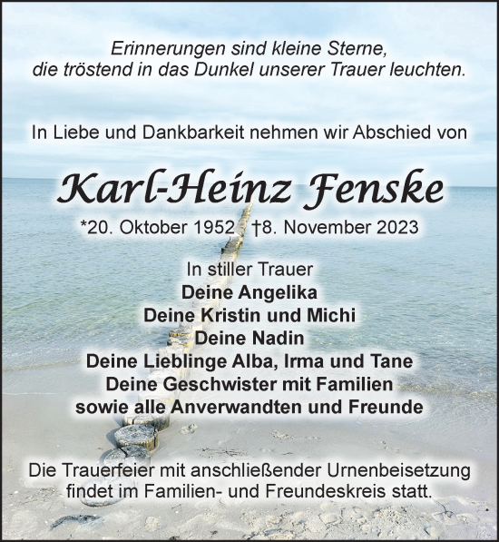 Traueranzeige von Karl-Heinz Fenske von Märkischen Allgemeine Zeitung