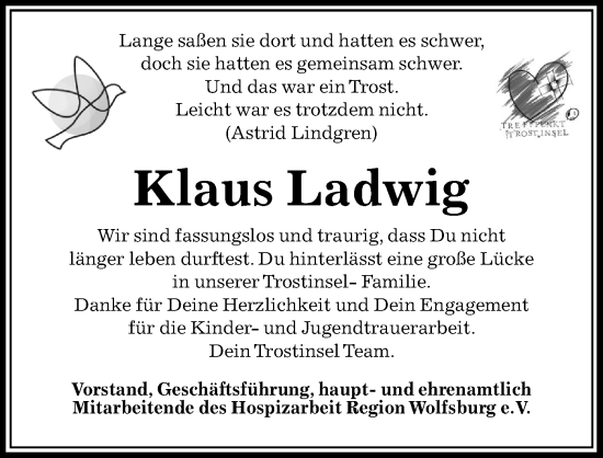 Traueranzeige von Klaus Ladwig von Aller Zeitung