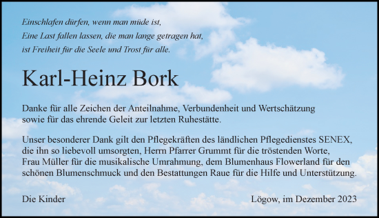 Traueranzeige von Karl-Heinz Bork