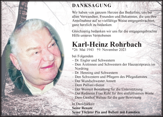 Traueranzeige von Karl-Heinz Rohrbach von Torgauer Zeitung