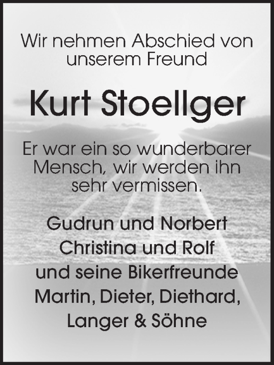 Traueranzeige von Kurt Stoellger von Kieler Nachrichten