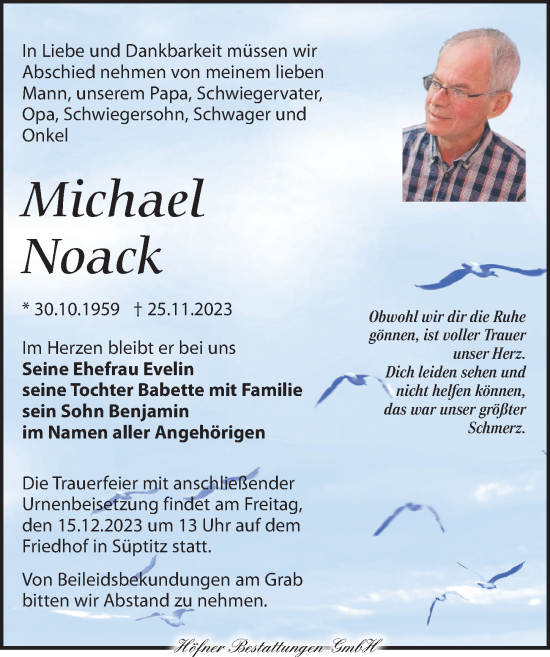 Traueranzeige von Michael Noack von Torgauer Zeitung