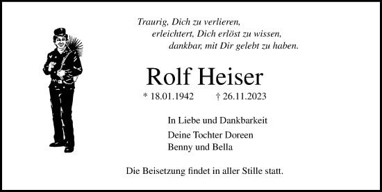 Traueranzeige von Rolf Heiser von Ostsee-Zeitung GmbH