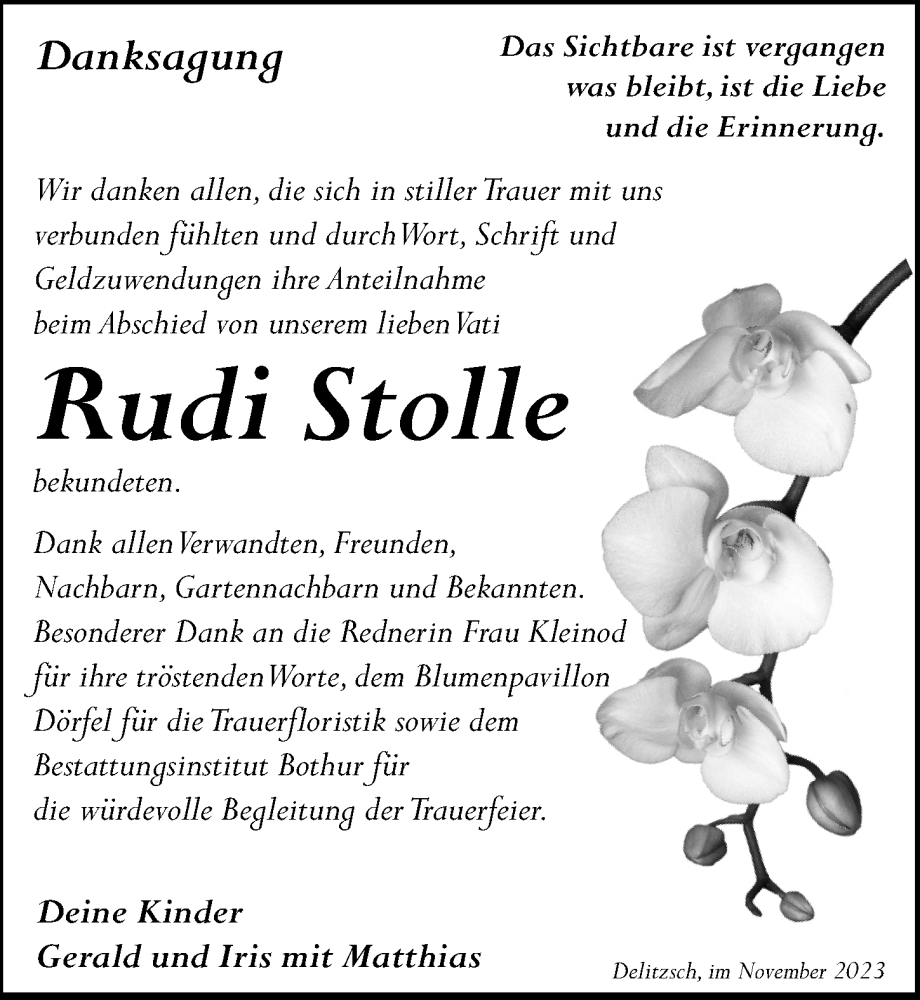 Traueranzeigen von Rudi Stolle | trauer-anzeigen.de