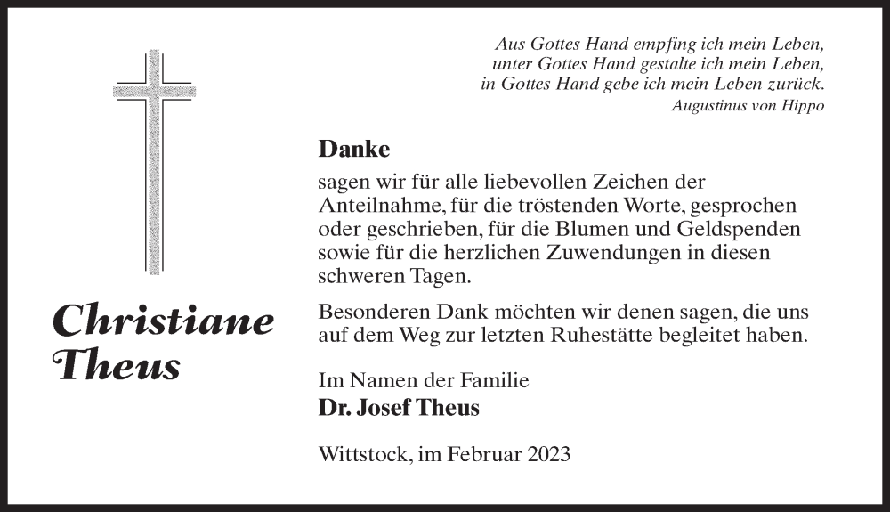  Traueranzeige für Christiane Theus vom 25.02.2023 aus Märkischen Allgemeine Zeitung