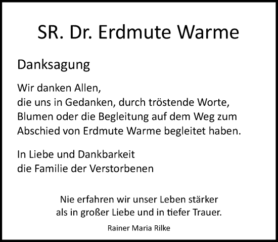 Traueranzeige von Erdmute Warme von Märkischen Allgemeine Zeitung