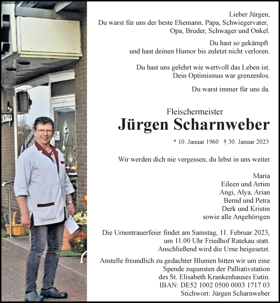  Traueranzeige für Jürgen Scharnweber vom 05.02.2023 aus Lübecker Nachrichten