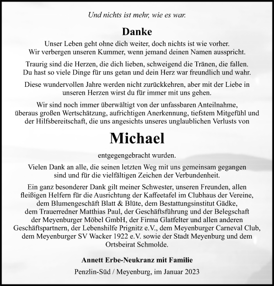 Traueranzeige von Michael Erbe von Märkischen Allgemeine Zeitung