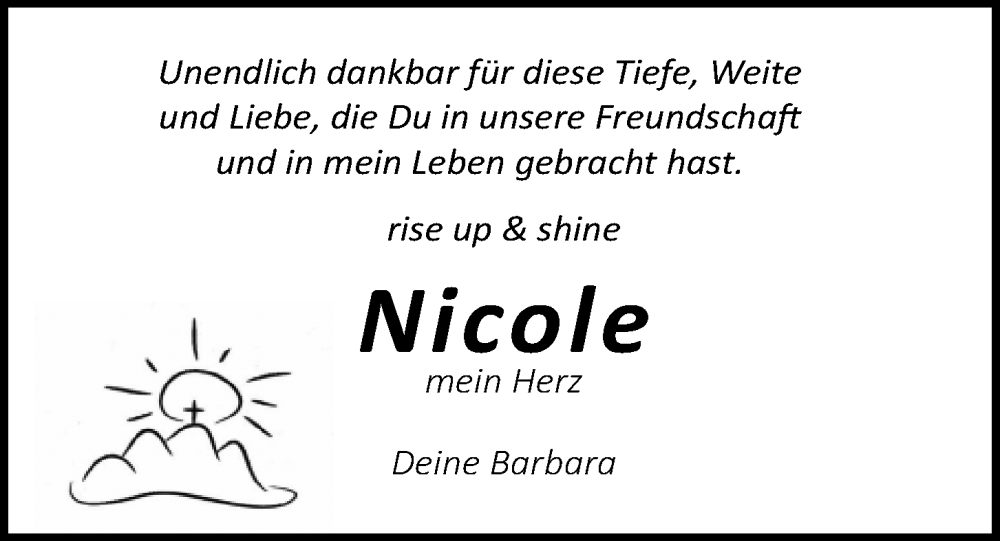  Traueranzeige für Nicole  vom 04.02.2023 aus Kieler Nachrichten