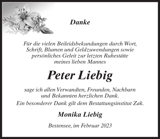 Traueranzeige von Peter Liebig von Märkischen Allgemeine Zeitung
