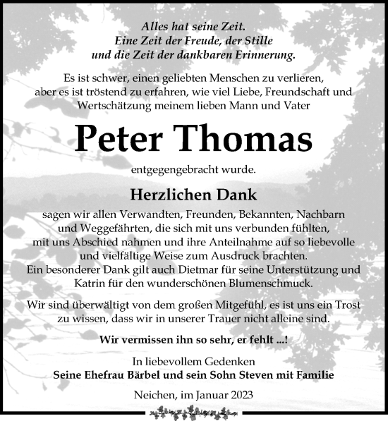 Traueranzeige von Peter Thomas von Leipziger Volkszeitung