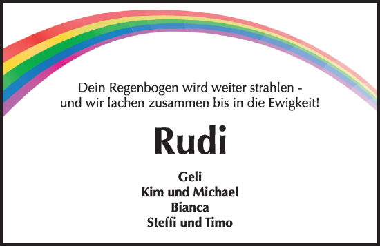 Traueranzeige von Rudi  von Kieler Nachrichten